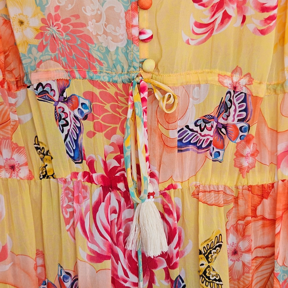 Johnny Was Maje Sleeveless Tiered Floral-Print Maxi Dress Small NEW Butterfly - Picture 6 of 12